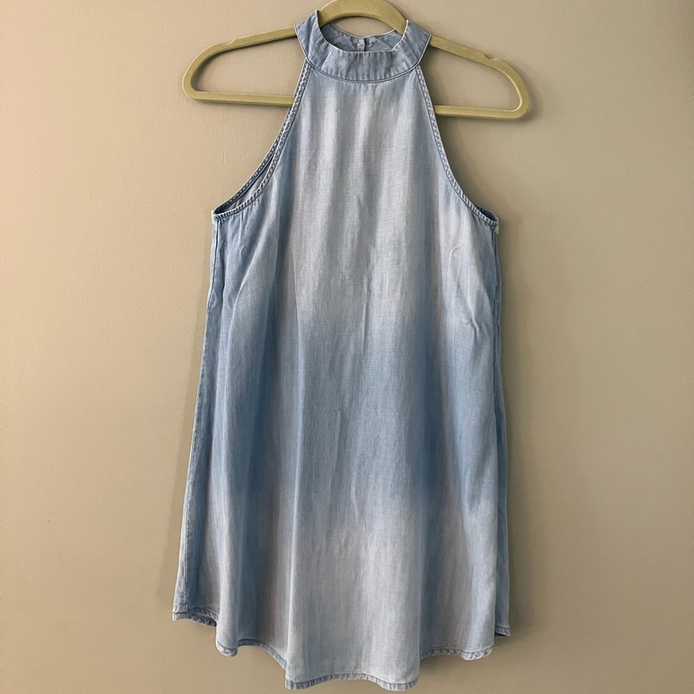 Cloth & Stone Chambray Halter Swing Mini Dress